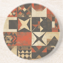 Rustic Geometric Bohemian Round Sandstone Underläg Underlägg