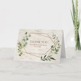 Rustic Geometric Eucalyptus Birch Photo Bröllop Kort