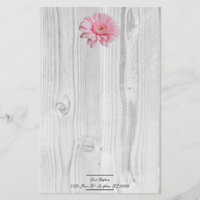 Rustic Gerber Daisy Personlig Stationery Brevpapper (Framsida)