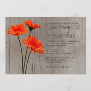 Rustic Gerbera Daisy bröllopsinbjudningar Inbjudningar