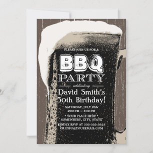 Rustic Giant Beer & BBQ 50:e Födelsedagsfesten Inbjudningar