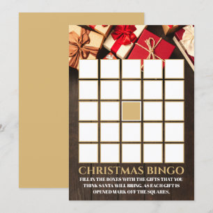 Rustic Gift Box, Party Bingo, jul Inbjudningar