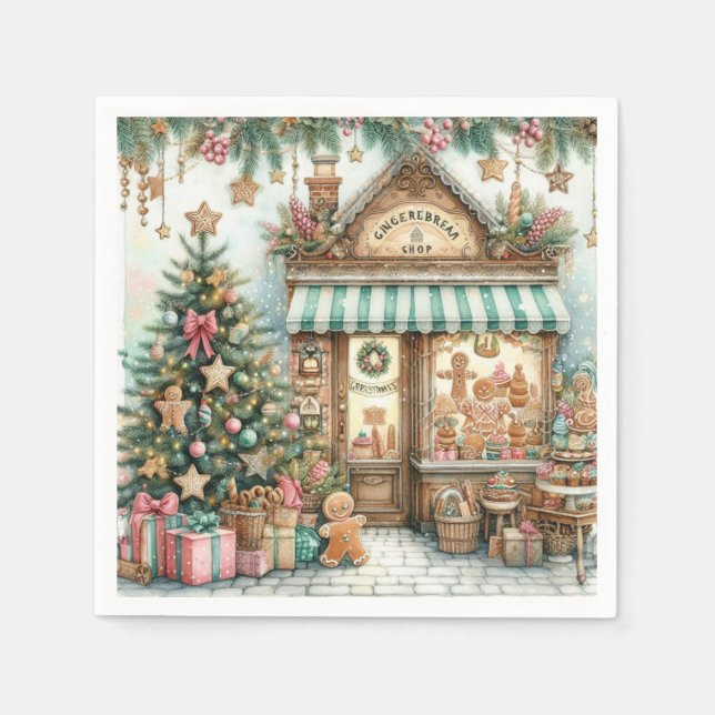 Rustic Gingerbread Shop Napkins Pappersservett (Framsidan)