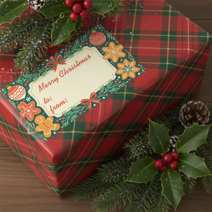 Rustic Gingertea Holly Wandeand God jul Rektangulärt Klistermärke