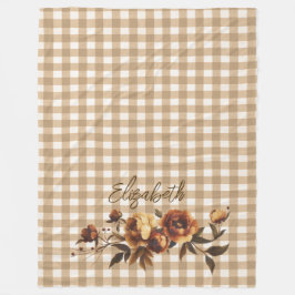Rustic Gingham Autumn Ro Personlig Fleecefilt
