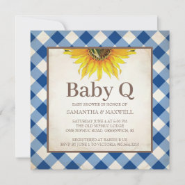 Rustic Gingham Checker Baby Shower Inbjudningar