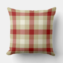 Rustic gingham land bonhouse stil tartan red kudde