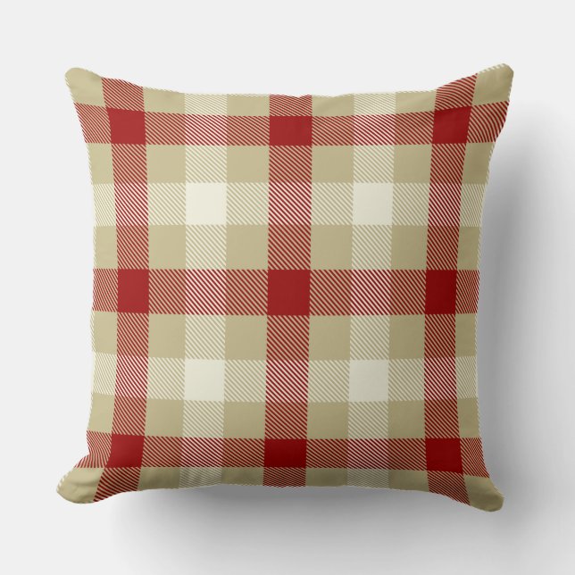 Rustic gingham land bonhouse stil tartan red kudde (Framsida)