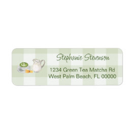Rustic Gingham Matcha Tea Return Address Label Returadress Etikett
