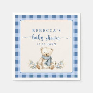 Rustic Gingham Nalle Winter Baby Shower Pappersservett