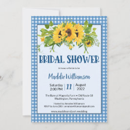 Rustic Gingham Sunblommor Land Möhippa Inbjudningar