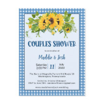 Rustic Gingham Sunwers Couple Shower-inbjudan