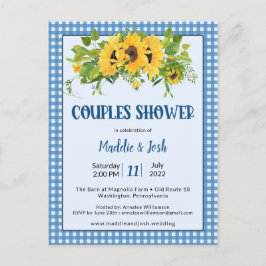 Rustic Gingham Sunwers Couple Shower-inbjudan Vykort