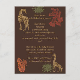 Rustic Giraffe Brown Blommigt Vykort