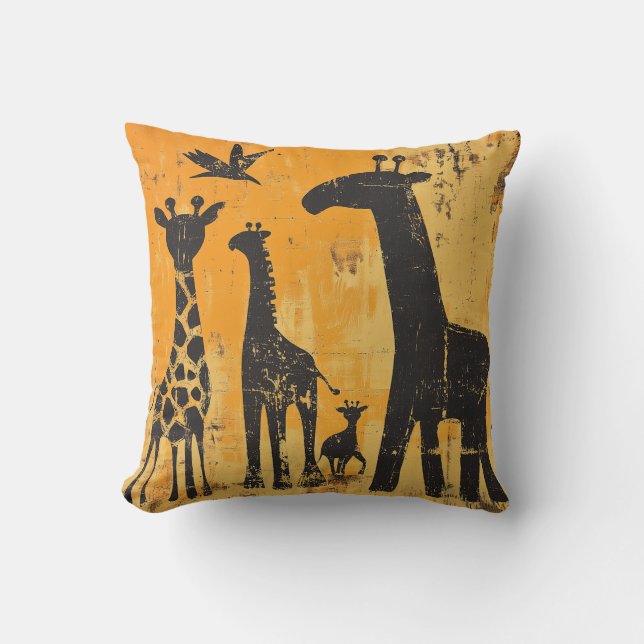 Rustic Giraffe Family Pillow Kudde (Framsida)
