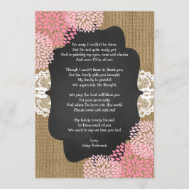 Rustic girl Baby dusch tackkort med dikt Inbjudningar