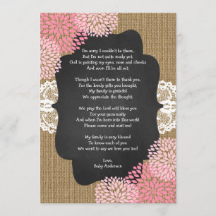 Rustic girl Baby dusch tackkort med dikt Inbjudningar
