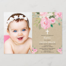 Rustic Girl blommigt baptism rosa foto