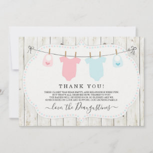 Rustic Girl & Boy Twillingar Baby Shower Tack för Kort