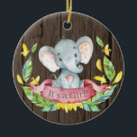 Rustic Girl Elephant Baby Shower Rosa Julgransprydnad Keramik<br><div class="desc">Rustic Girl Elephant Baby Shower Rosa Ceramic Ornament</div>