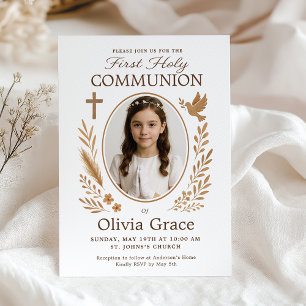 Rustic Girl First Communion Inbjudan