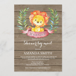 Rustic Girl Lejon Baby Shower efter e-postinbjudan Inbjudningar