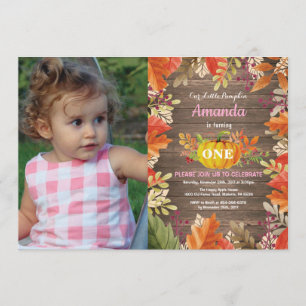 Rustic Girl Pumpkin Fall Birthday-inbjudan Inbjudningar
