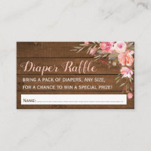 Rustic Girl Rosa Baby Shower Raffle Biljett