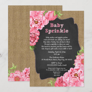 Rustic Girl Rosa Blommigt Baby Sprinkle Inbjudning Inbjudningar