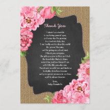 Rustic Girl Rosa Blommigt Baby Tackkort