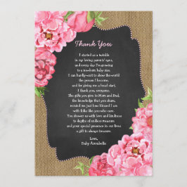 Rustic Girl Rosa Blommigt Baby Tackkort Inbjudningar