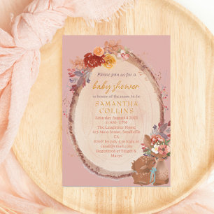 Rustic Girl Woodland Hjort Baby Shower Inbjudningar