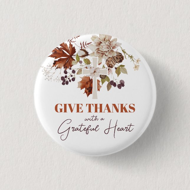 Rustic Give Thanks Fall Floral Knapp (Framsida)