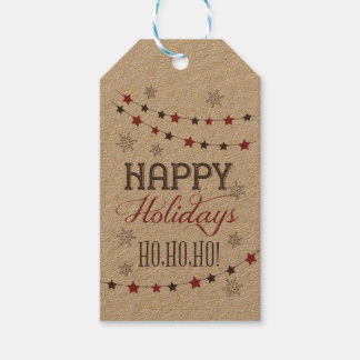 Rustic Glad helg Gift-Märkre - Märkre vid jul Presentetikett