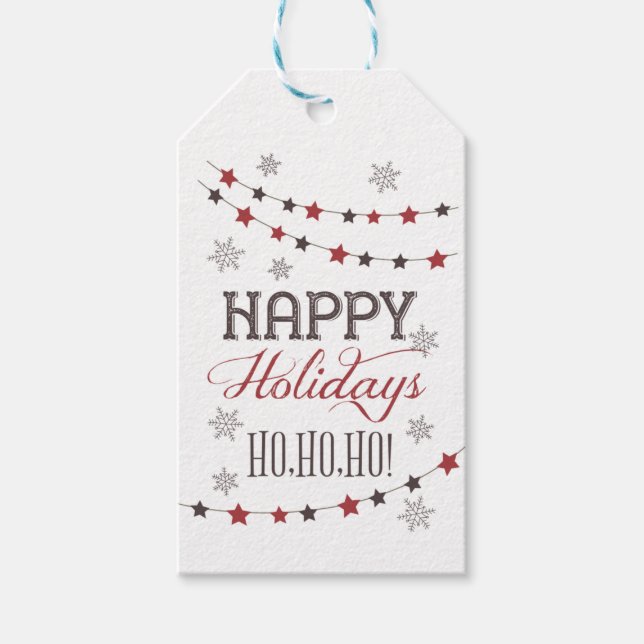 Rustic Glad helg Gift-Märkre - Märkre vid jul Presentetikett (Framsidan)