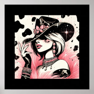 Rustic Glam Cowgirl Rosa Gnistra Cowhide Print Poster