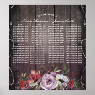 Rustic Glamor Barn Wood Flourish & Blommigt Seatin Poster