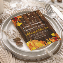 Rustic Glitter Pumpkin Autumn Bröllop