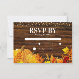 Rustic Glitter Pumpkin Autumn Bröllop OSA Kort