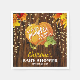 Rustic Glitter Pumpkin Fall Neutralt Baby Shower Pappersservett