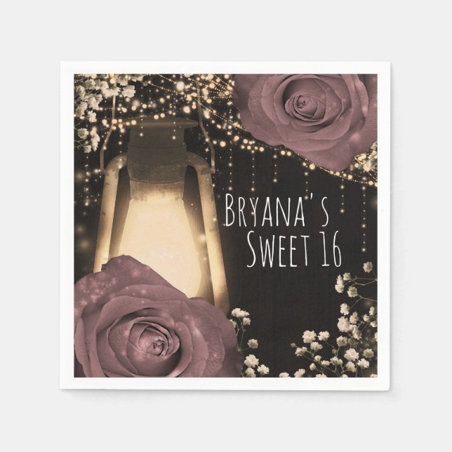 Rustic Glow Lantern Dusty Rosa Mauve Ro Pappersservett (Framsidan)