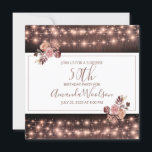 Rustic Glowing String Ljus Blommigt Födelsedagsfes Inbjudningar<br><div class="desc">Rustik sträng ljus och rosa sangria och merlot blommigts modern manus 50 födelsedagars överraskningsinbjudan att anpassa för party. Anpassa för alla åldrar, pappra vikt eller teckensnitt. Fyrkantigt format inbjudan. Lägg till platsinformation på kortets baksida. Den moderna manustypografin presenteras i en underbar känslig rosa sangria för att komplettera strängen av ljus....</div>