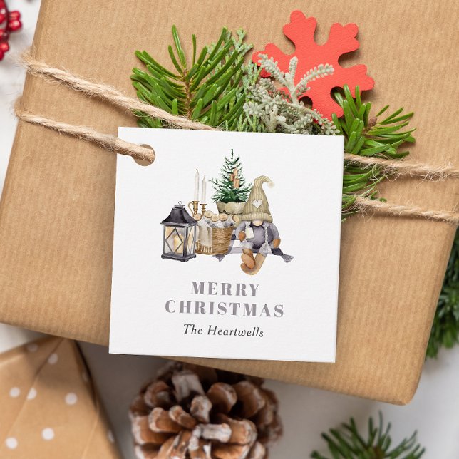 Rustic Gnome-Helgdag med vattenfärg Gåvor Etiketter (Skapare uppladdad)