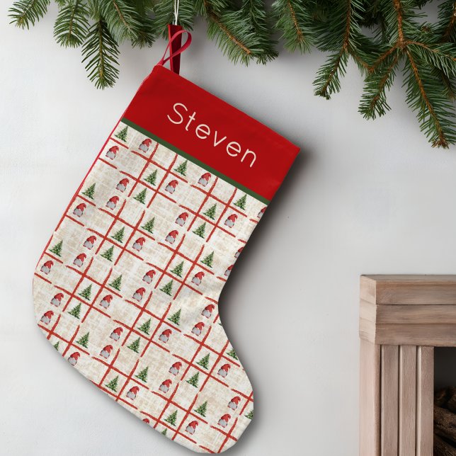 Rustic Gnomes & Trees – Tic Tac Toe Christmas Liten Julstrumpa (Skapare uppladdad)