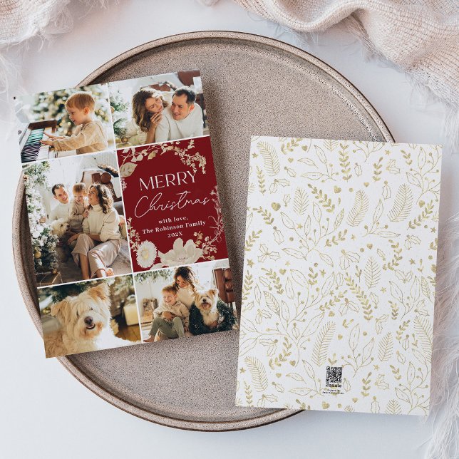 Rustic God jul 5 Photo Red Julkort (Skapare uppladdad)