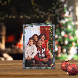 Rustic God jul Blue Red Play 1 Photo Kort