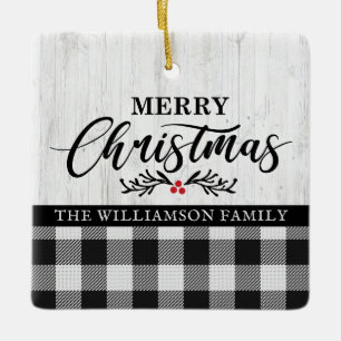 Rustic God jul Buffalo Pput Family Photo Julgransprydnad Keramik