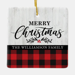 Rustic God jul Buffalo Pput Family Photo Julgransprydnad Keramik