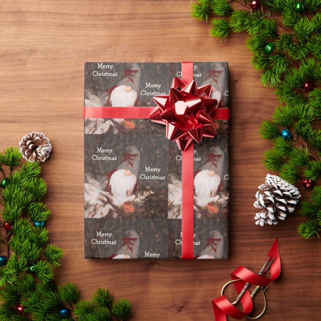 Rustic God jul Gnome Vintage Träd Mönster Presentpapper (Julgåva)