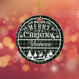 Rustic God jul Grönt & Black Play Anpassningsbar Julgransprydnad Keramik